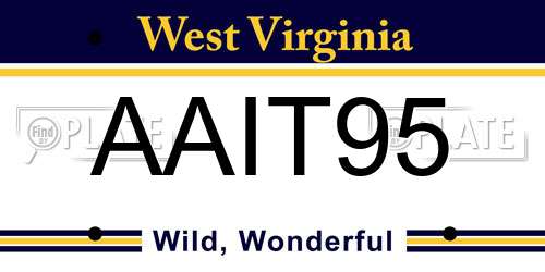 AAIT95 West Virginia License Plate
