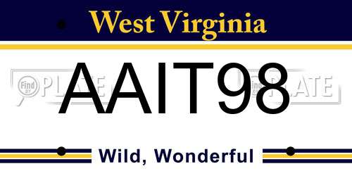 AAIT98 West Virginia License Plate