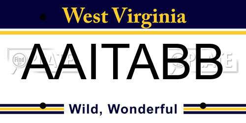AAITABB West Virginia License Plate