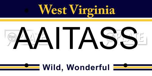 AAITASS West Virginia License Plate