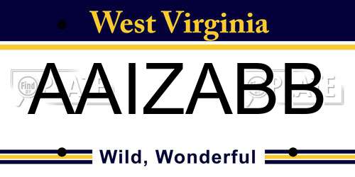 AAIZABB West Virginia License Plate