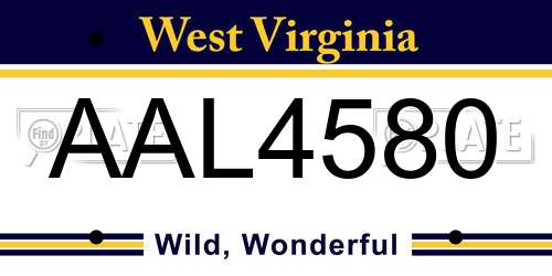 AAL4580 West Virginia License Plate
