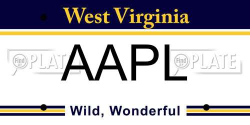AAPL West Virginia License Plate