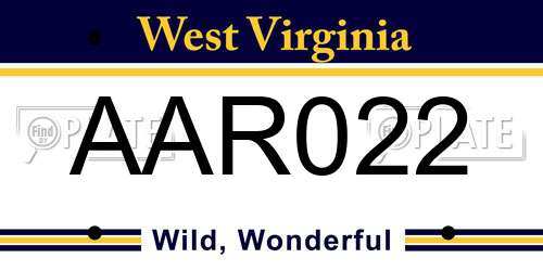 AAR022 West Virginia License Plate