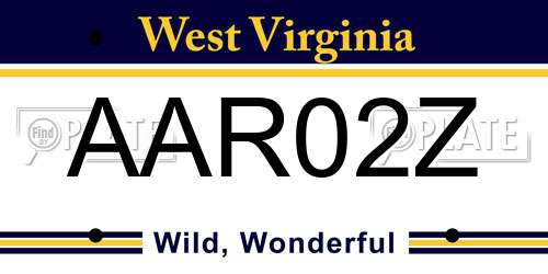 AAR02Z West Virginia License Plate
