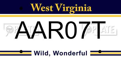AAR07T West Virginia License Plate