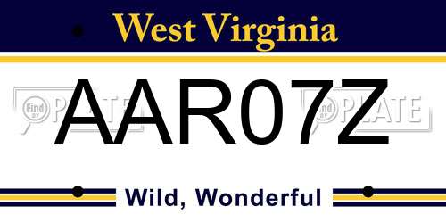 AAR07Z West Virginia License Plate