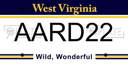 AARD22 West Virginia License Plate