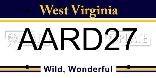 AARD27 West Virginia License Plate