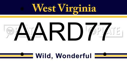 AARD77 West Virginia License Plate
