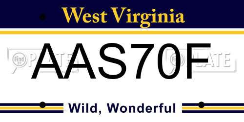 AAS70F West Virginia License Plate