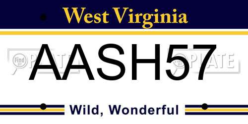 AASH57 West Virginia License Plate