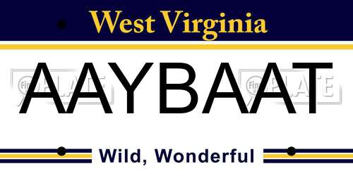 AAYBAAT West Virginia License Plate