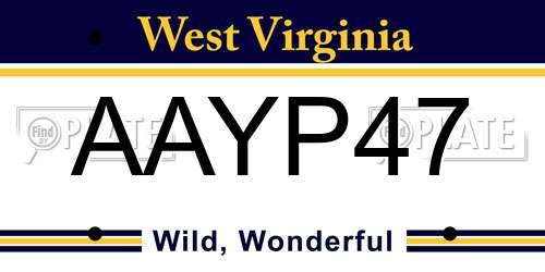 AAYP47 West Virginia License Plate