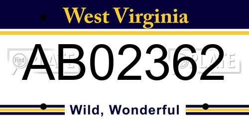 AB02362 West Virginia License Plate
