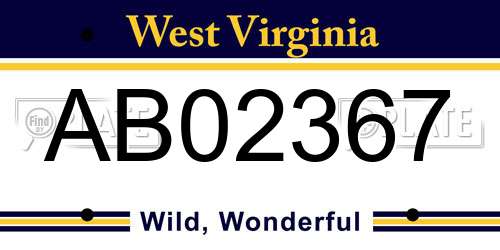 AB02367 West Virginia License Plate
