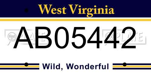 AB05442 West Virginia License Plate