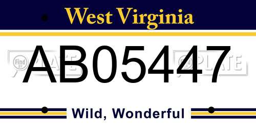AB05447 West Virginia License Plate