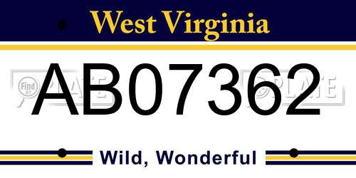 AB07362 West Virginia License Plate