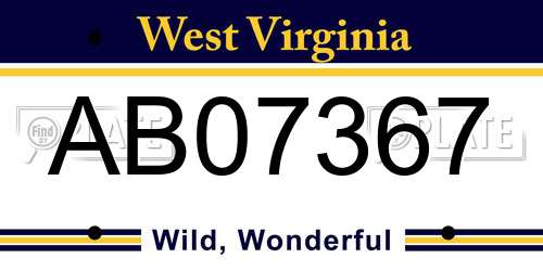 AB07367 West Virginia License Plate