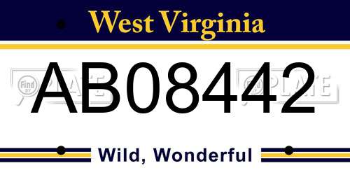 AB08442 West Virginia License Plate