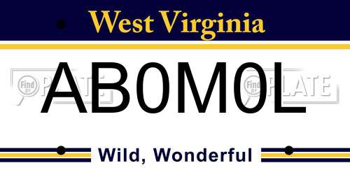 AB0M0L West Virginia License Plate