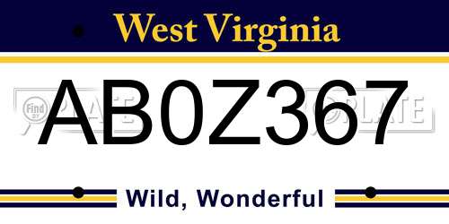 AB0Z367 West Virginia License Plate