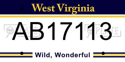 AB17113 West Virginia License Plate