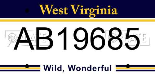 AB19685 West Virginia License Plate