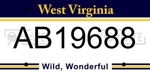 AB19688 West Virginia License Plate