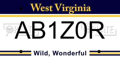AB1Z0R West Virginia License Plate