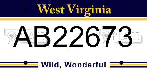AB22673 West Virginia License Plate