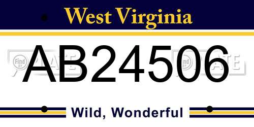AB24506 West Virginia License Plate