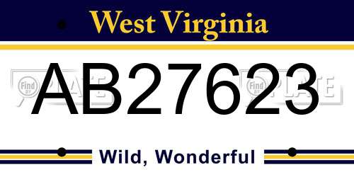 AB27623 West Virginia License Plate