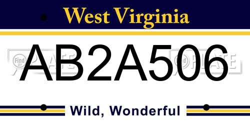AB2A506 West Virginia License Plate
