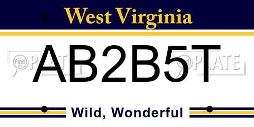 AB2B5T West Virginia License Plate