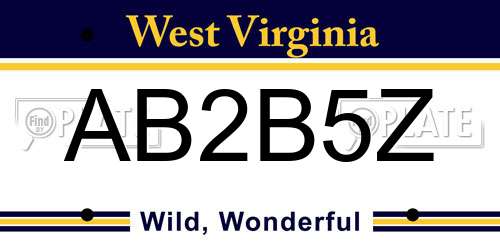 AB2B5Z West Virginia License Plate