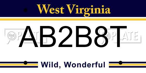 AB2B8T West Virginia License Plate