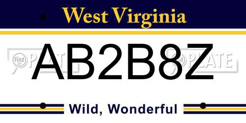 AB2B8Z West Virginia License Plate