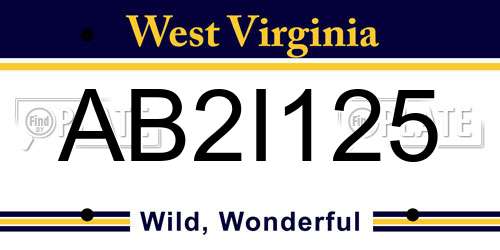 AB2I125 West Virginia License Plate