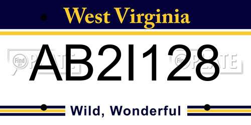 AB2I128 West Virginia License Plate