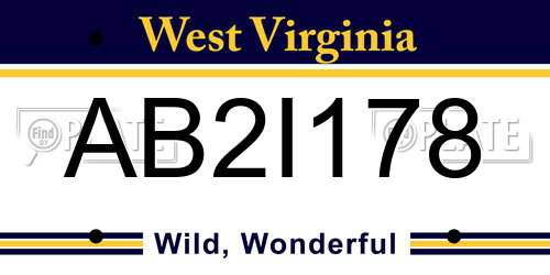 AB2I178 West Virginia License Plate