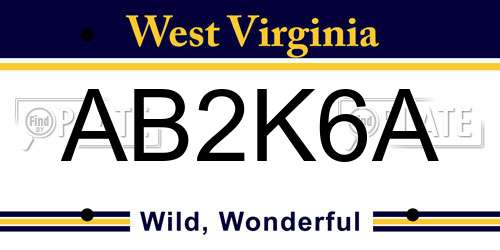 AB2K6A West Virginia License Plate