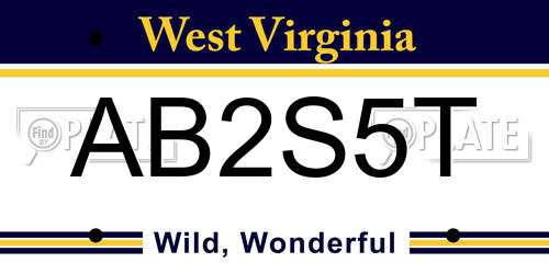 AB2S5T West Virginia License Plate