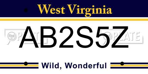 AB2S5Z West Virginia License Plate