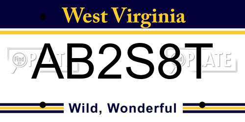 AB2S8T West Virginia License Plate