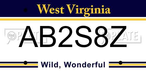 AB2S8Z West Virginia License Plate
