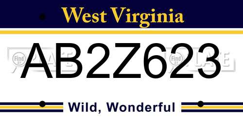 AB2Z623 West Virginia License Plate