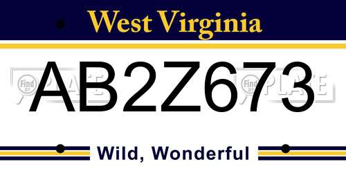 AB2Z673 West Virginia License Plate