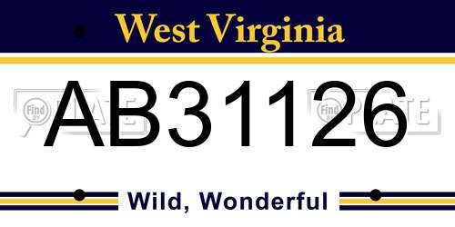 AB31126 West Virginia License Plate